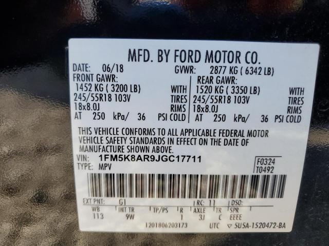 1FM5K8AR9JGC17711 - 2018 FORD EXPLORER POLICE INTERCEPTOR TWO TONE photo 13