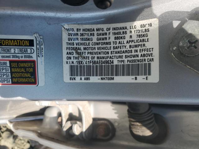 19XFA1F58AE049634 - 2010 HONDA CIVIC LX SILVER photo 12
