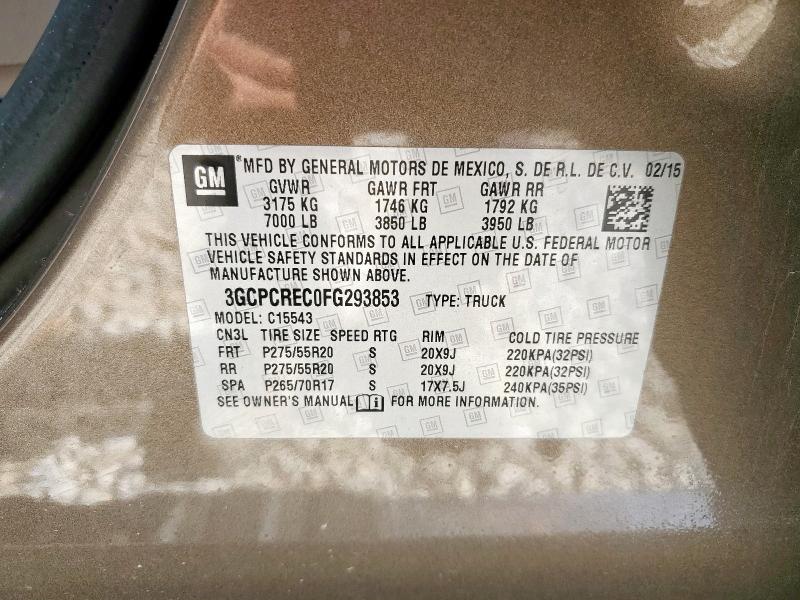 3GCPCREC0FG293853 - 2015 CHEVROLET SILVERADO C1500 LT 棕色 照片 12