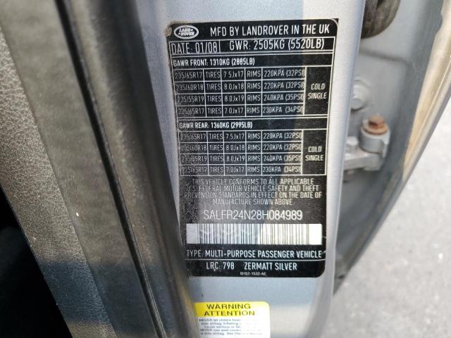 SALFR24N28H084989 - 2008 LAND ROVER LR2 HSE SILVER photo 13
