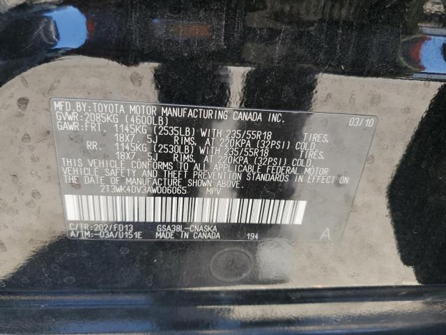 2T3WK4DV3AW006065 - 2010 TOYOTA RAV4 SPORT შავი ფოტო 13