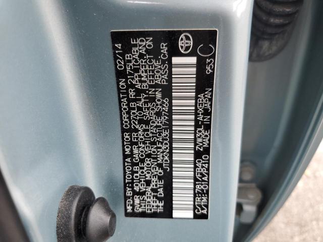 JTDKN3DU3E1797466 - 2014 TOYOTA PRIUS BLUE photo 12