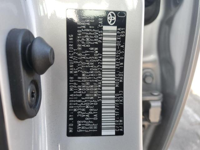 5YFEPMAE8NP272747 - 2022 TOYOTA COROLLA LE SILVER photo 12