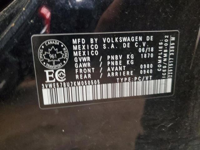 3VWE57BU7KM050505 - 2019 VOLKSWAGEN JETTA SEL Schwarz Foto 12