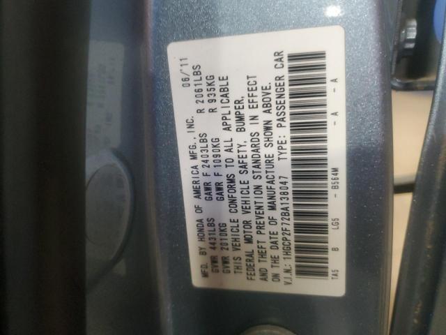 1HGCP2F72BA138047 - 2011 HONDA ACCORD EX BLUE photo 13