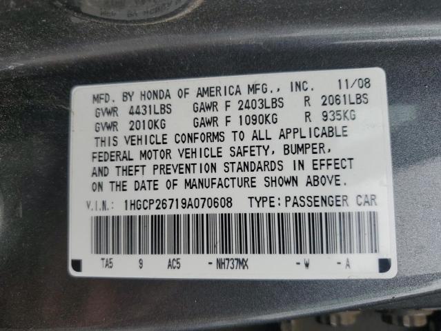 1HGCP26719A070608 - 2009 HONDA ACCORD EX SILVER photo 13