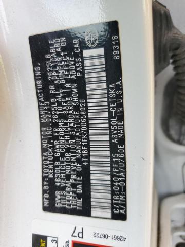 4T1BF1FK7DU658026 - 2013 TOYOTA CAMRY L WHITE photo 12