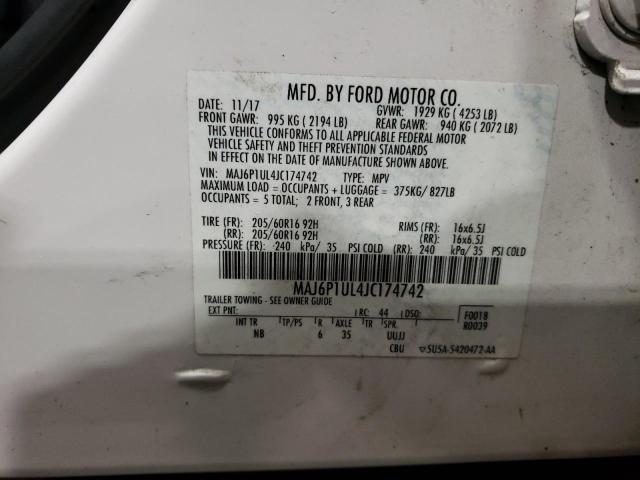 MAJ6P1UL4JC174742 - 2018 FORD ECOSPORT SE Blanco foto 12