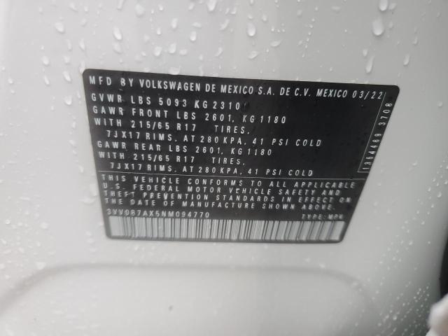 3VV0B7AX5NM094770 - 2022 VOLKSWAGEN TIGUAN S Ağ foto 13