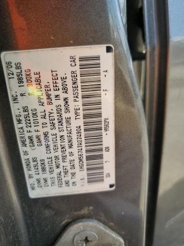 1HGCM56747A074904 - 2007 HONDA ACCORD EX GRAY photo 12