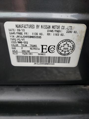 JN1AJ0HR5BM850595 - 2011 INFINITI EX35 BASE ნაცრისფერი ფოტო 10