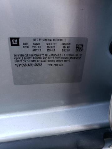 1G11C5SL6FU125353 - 2015 CHEVROLET MALIBU 1LT 银色 照片 12