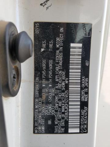 JTEBU5JR2F5274525 - 2015 TOYOTA 4RUNNER SR5/SR5 PREMIUM თეთრი ფოტო 12