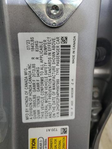 2HGFE2F54PH567989 - 2023 HONDA CIVIC SPORT ვერცხლისფერი ფოტო 12