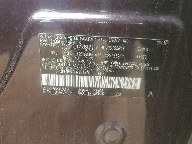 2T3DFREV6HW551310 - 2017 TOYOTA RAV4 LIMITED PURPLE photo 14