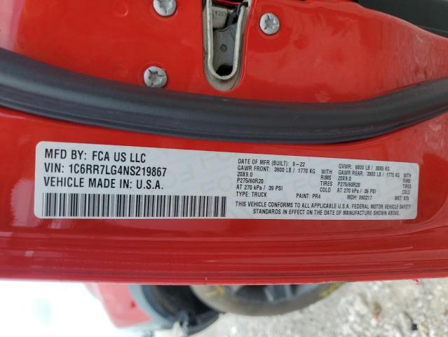 1C6RR7LG4NS219867 - 2022 RAM 1500 CLASSIC SLT Rojo foto 13