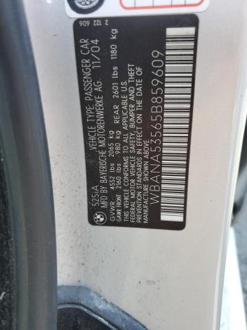 WBANA53565B859609 - 2005 BMW 525 I SILVER photo 12