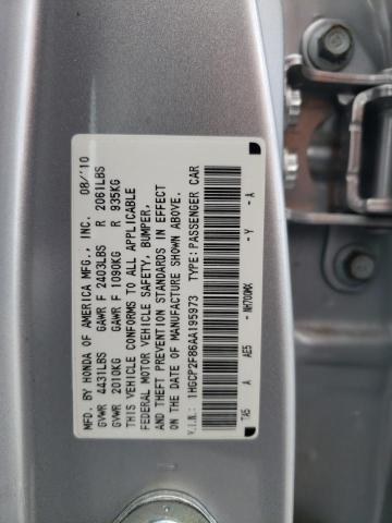 1HGCP2F86AA195973 - 2010 HONDA ACCORD EXL SILVER photo 12