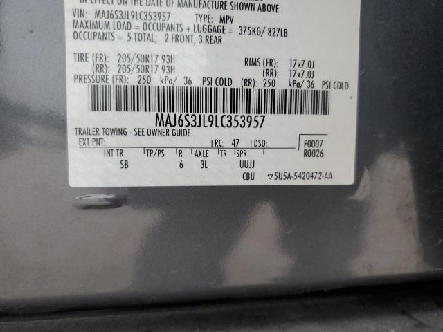 MAJ6S3JL9LC353957 - 2020 FORD ECOSPORT SES ნაცრისფერი ფოტო 12