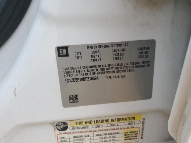 1G1ZC5E10BF216694 - 2011 CHEVROLET MALIBU 1LT WHITE photo 12