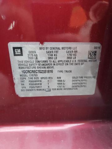 1GCRCREC7GZ331816 - 2016 CHEVROLET SILVERADO C1500 LT RED photo 13