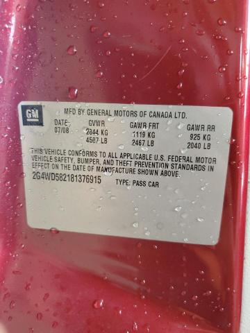 2G4WD582181376915 - 2008 BUICK LACROSSE CXL 红色 照片 12