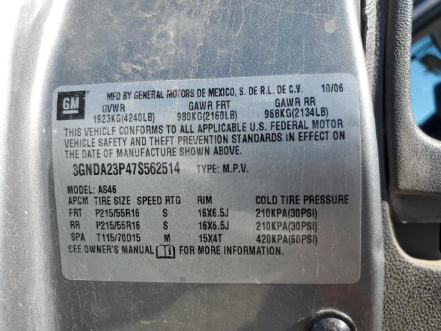 3GNDA23P47S562514 - 2007 CHEVROLET HHR LT GRAY photo 12