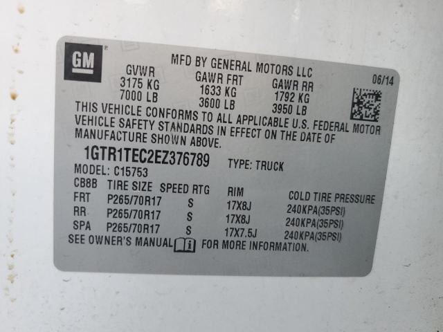 1GTR1TEC2EZ376789 - 2014 GMC SIERRA C1500 WHITE photo 12