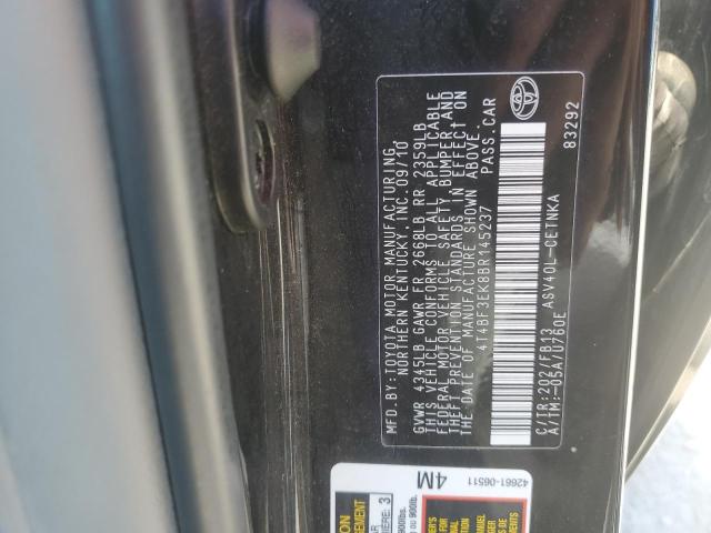 4T4BF3EK8BR145237 - 2011 TOYOTA CAMRY BASE BLACK photo 12
