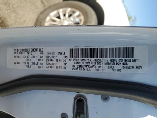 1C6RD6FP0CS289724 - 2012 DODGE RAM 1500 ST თეთრი ფოტო 12