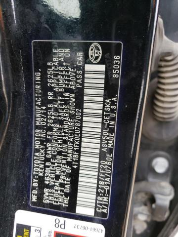 4T1BF1FK0EU787002 - 2014 TOYOTA CAMRY L BLACK photo 12