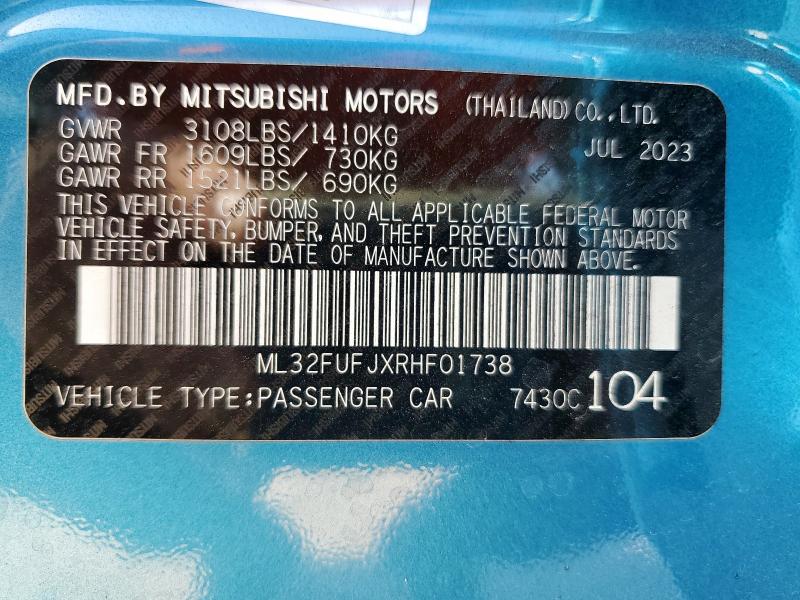 ML32FUFJXRHF01738 - 2024 MITSUBISHI MIRAGE G4 ES BLUE photo 14