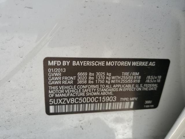 5UXZV8C50D0C15903 - 2013 BMW X5 XDRIVE50I WHITE photo 12