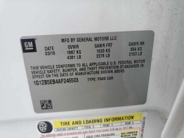 1G1ZB5EB4AF246503 - 2010 CHEVROLET MALIBU LS Ağ foto 12