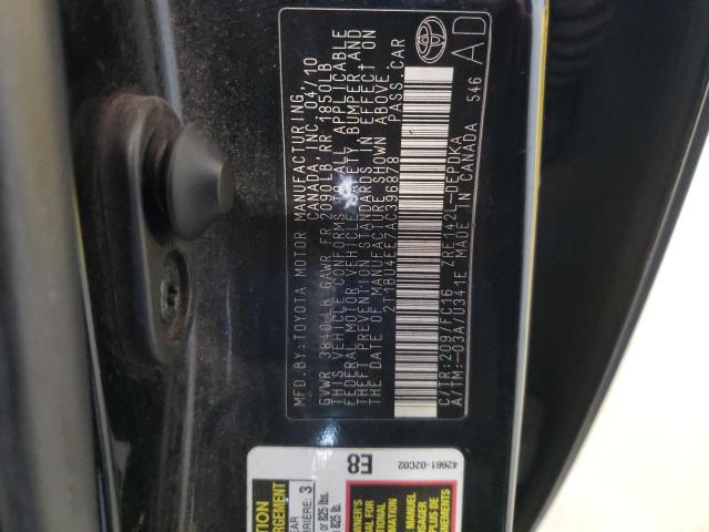 2T1BU4EE7AC396878 - 2010 TOYOTA COROLLA BASE BLACK photo 10