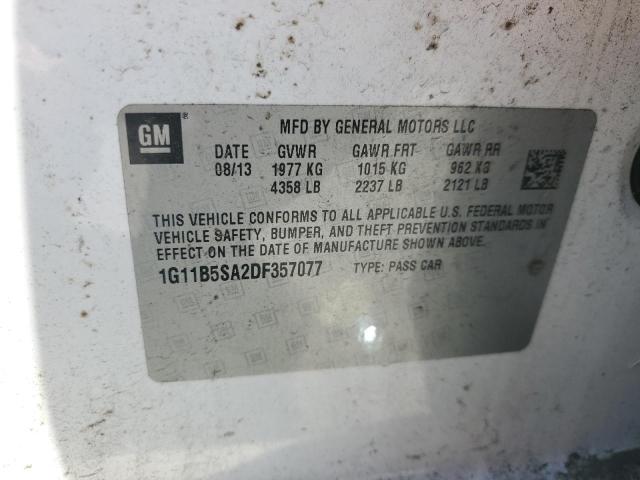 1G11B5SA2DF357077 - 2013 CHEVROLET MALIBU LS WHITE photo 12