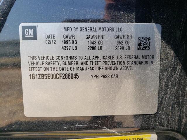 1G1ZB5E00CF286045 - 2012 CHEVROLET MALIBU LS BLACK photo 12