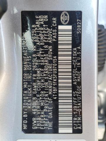 4T1BF1FK5FU970154 - 2015 TOYOTA CAMRY LE GRAY photo 12