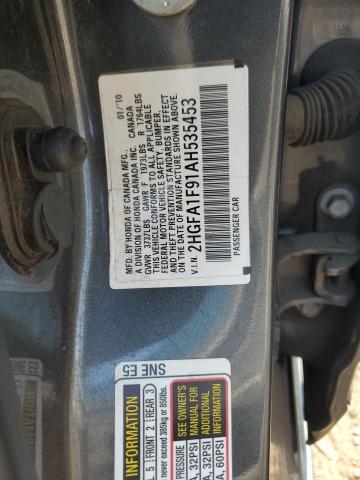 2HGFA1F91AH535453 - 2010 HONDA CIVIC EXL GRAY photo 12
