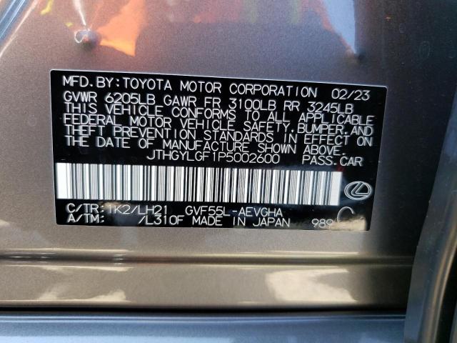 JTHGYLGF1P5002600 - 2023 LEXUS LS 500H GRAY photo 12