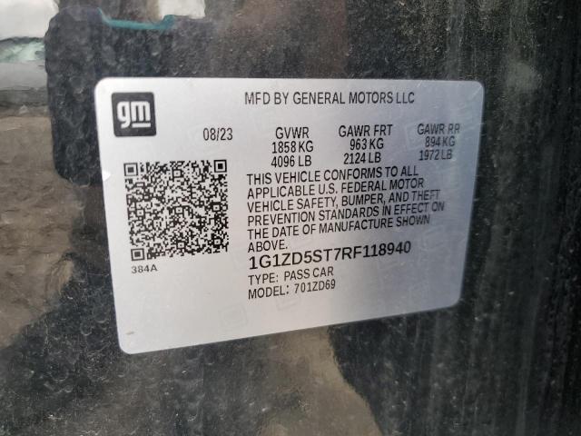 1G1ZD5ST7RF118940 - 2024 CHEVROLET MALIBU LT BLACK photo 13