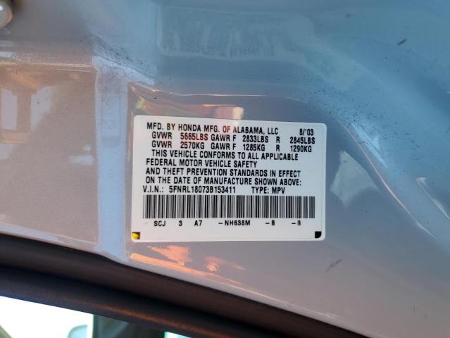 5FNRL18073B153411 - 2003 HONDA ODYSSEY EXL SILVER photo 14