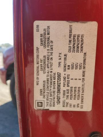 1GHDT13W8W2720667 - 1998 OLDSMOBILE BRAVADA RED photo 12