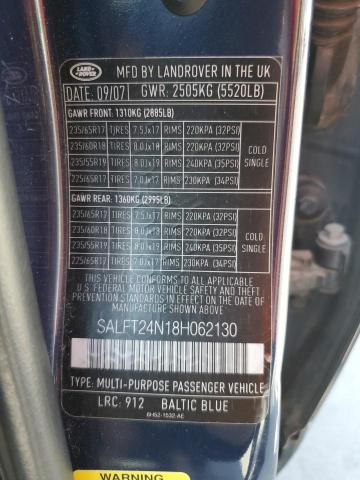 SALFT24N18H062130 - 2008 LAND ROVER LR2 HSE TECHNOLOGY BLUE photo 14