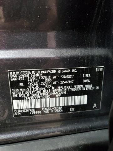 2T3W1RFV8MC101160 - 2021 TOYOTA RAV4 XLE GRAY photo 13