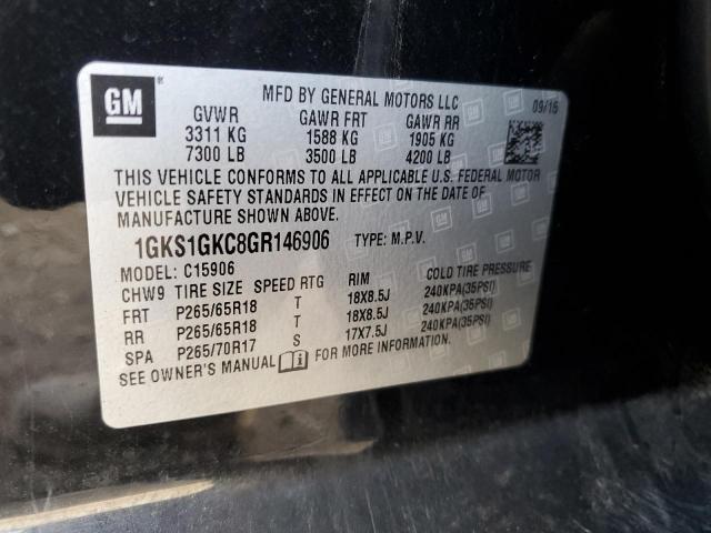 1GKS1GKC8GR146906 - 2016 GMC YUKON XL C1500 SLT BLACK photo 14