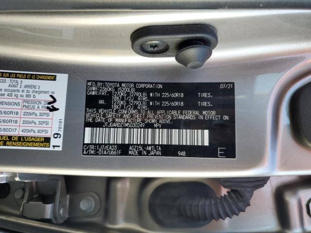 JTJGARDZ1M5030249 - 2021 LEXUS NX 300 BASE ვერცხლისფერი ფოტო 14