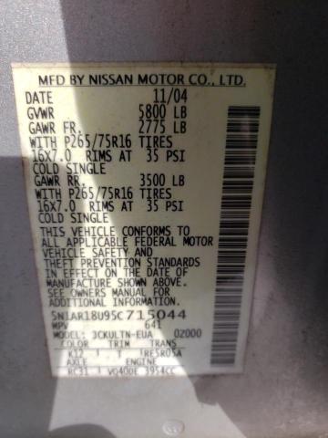 5N1AR18U95C715044 - 2005 NISSAN PATHFINDER LE 银色 照片 13