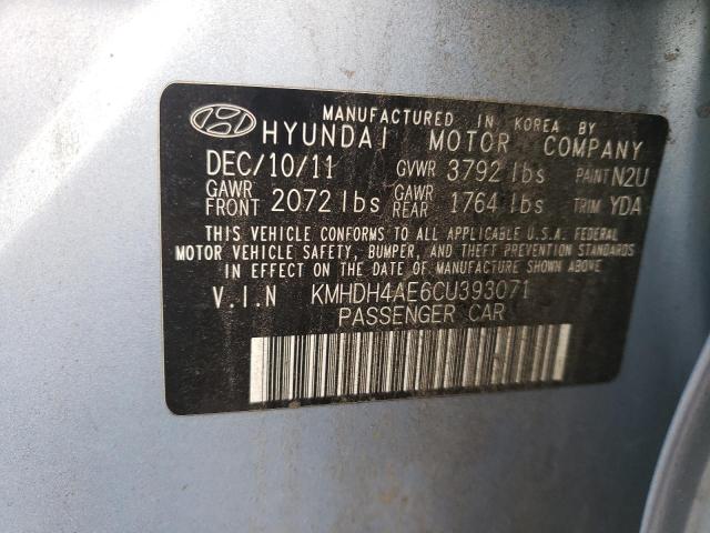 KMHDH4AE6CU393071 - 2012 HYUNDAI ELANTRA GLS BLUE photo 12