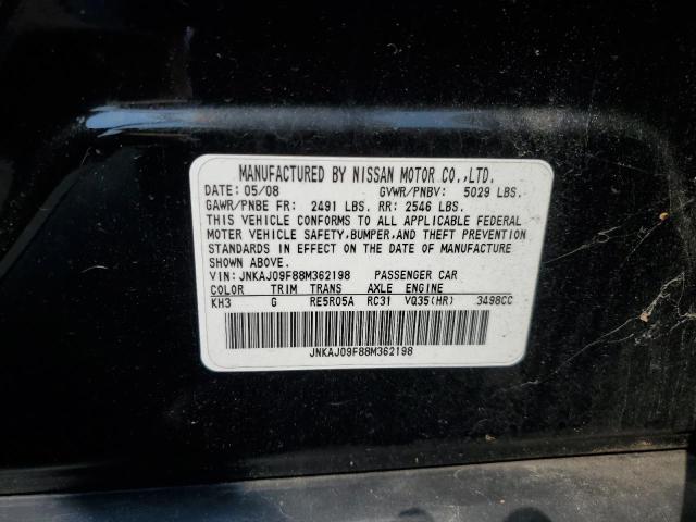 JNKAJ09F88M362198 - 2008 INFINITI EX35 BASE BLACK photo 13